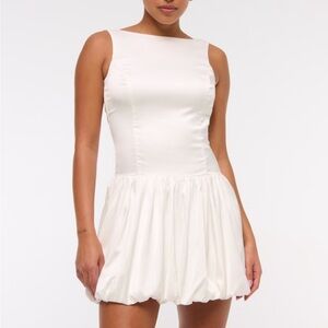 ABERCROMBIE & FITCH HIGH-NECK BUBBLE HEM MINI DRESS